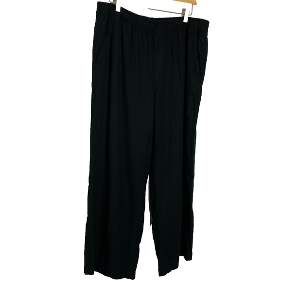 Women's Large Old Navy Black Linen Blend Pull-On Straight Leg Pants - Picture 2 of 5